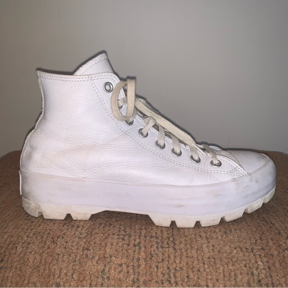 Converse White Leather Lug Platform Sneakers - Picture 2 of 12